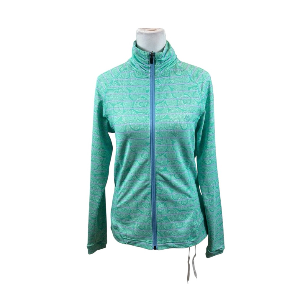 Peter Millar Green‎ and Purple Patterned Golf Jacket Size Small Oakmont CC Logo